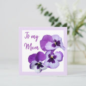 ハッピーマザーズデイ紫かわいらしのパンジーフローラ カード (スタンド正面)