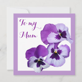 ハッピーマザーズデイ紫かわいらしのパンジーフローラ カード