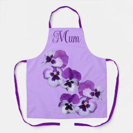 ハッピーマザーズデイ紫かわいらしパンジーフローラ エプロン
