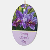 ハッピーマザーズデイ紫色の花 セラミックオーナメント (左)