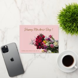 ハッピーマザーズデイ美しい花と金ゴールド 箔シーズンカード