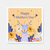 ハッピーマザーズデイ花モダンフローラ植物学 スタンダードカクテルナプキン (正面)