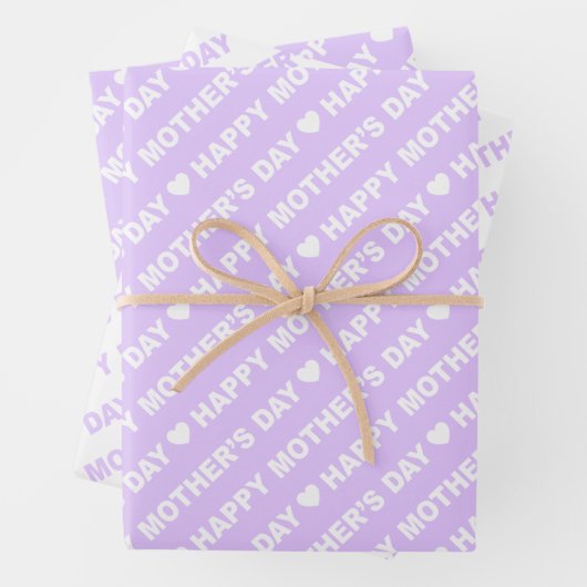 ハッピーマザーズデイ薄紫とホワイト ラッピングペーパーシート (インサイチュ)