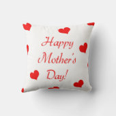 ハッピーマザーズデイ赤文字と赤いハート クッション (裏面)