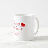 ハッピーマザーズデイ赤文字と2つの赤いハート コーヒーマグカップ (正面右)