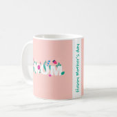ハッピーマザーズデイ鮮やかピンクとグリーン コーヒーマグカップ (正面左)