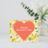 ハッピーマザーズデイ黄色いヴィンテージフローラはがき ポストカード (スタンド正面)