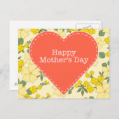 ハッピーマザーズデイ黄色いヴィンテージフローラはがき ポストカード (正面/裏面)