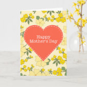 ハッピーマザーズデイ黄色いヴィンテージフローラカード カード (黄色い花)