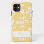 ハッピーマザーズデイ黄色の背景名前をカスタムする Case-Mate iPhoneケース (裏面)