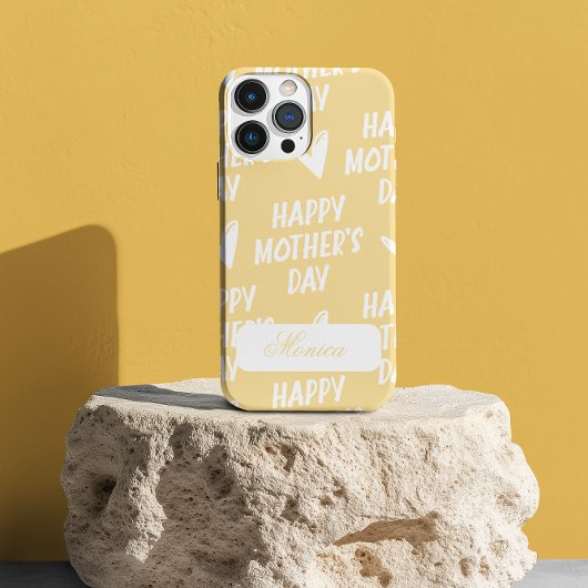 ハッピーマザーズデイ黄色の背景名前をカスタムする Case-Mate iPhoneケース