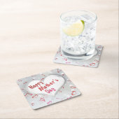 ハッピーマザーズデイ3D紙ハート スクエアペーパーコースター (インサイチュ)