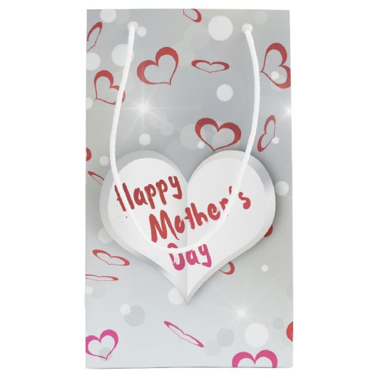ハッピーマザーズデイ3D紙ハート スモールペーパーバッグ (裏面)