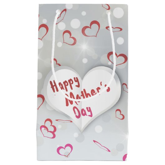 ハッピーマザーズデイ3D紙ハート スモールペーパーバッグ (正面)