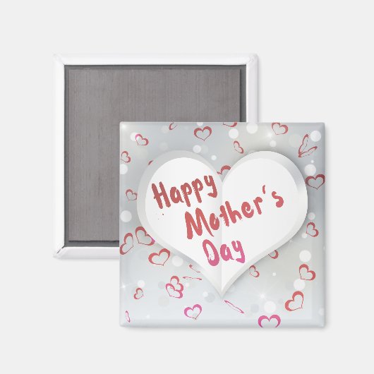 ハッピーマザーズデイ3D紙ハート マグネット (正面/裏面)