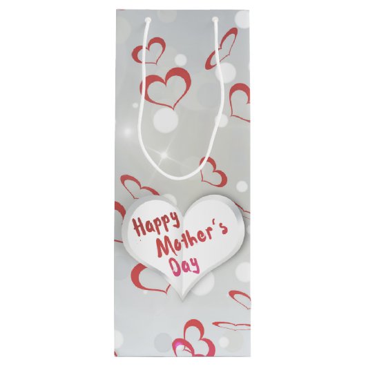 ハッピーマザーズデイ3D紙ハート ワインギフトバッグ (裏面)