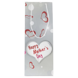 ハッピーマザーズデイ3D紙ハート ワインギフトバッグ