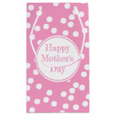ハッピーマザーズデイ – おもしろいホットピンク水玉模様 スモールペーパーバッグ (裏面)