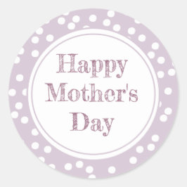 ハッピーマザーズデイ – おもしろいラベンダー水玉模様 ラウンドシール
