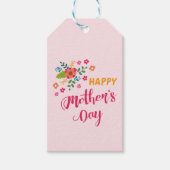 「ハッピーマザーズデイ」かわいいフローラピンクイラストレーション ギフトタグ (正面)
