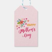 「ハッピーマザーズデイ」かわいいフローラピンクイラストレーション ギフトタグ (裏面)