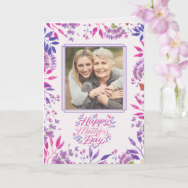 ハッピーマザーズデイ かわいい水彩 明るい花 カード