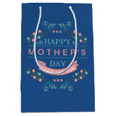 ハッピーマザーズデイ – シックティール（緑がかった色）クリームピンクフローラ ミディアムペーパーバッグ (正面)