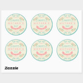 ハッピーマザーズデイ – シックティール(緑がかった色)クリームピンクフローラ ラウンドシール (シート)