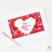 ハッピーマザーズデイ – ハート型バラ花びら 長方形シール (封筒)