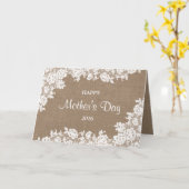 ハッピーマザーズデイ |バ素朴ラップとホワイトレース カード (黄色い花)