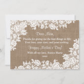 ハッピーマザーズデイ |バ素朴ラップとホワイトレース 招待状 (裏面)