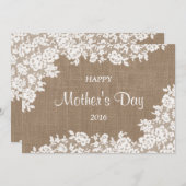 ハッピーマザーズデイ |バ素朴ラップとホワイトレース 招待状 (正面/裏面)