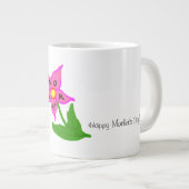 ハッピーマザーズデイ ピンクの花のメッセージ ジャンボコーヒーマグカップ (正面右)