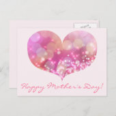 ハッピーマザーズデイ |ピンクグリッターハートはがき ポストカード (正面/裏面)