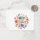 ハッピーマザーズデイ フローラル クール スタイリッシュ レタリング ノートカード (正面/裏面インサイチュ)