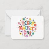 ハッピーマザーズデイ フローラル クール スタイリッシュ レタリング ノートカード (正面)