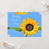 ハッピーマザーズデイ – ブルースカイの黄色のひまわり カード (正面/裏面インサイチュ)