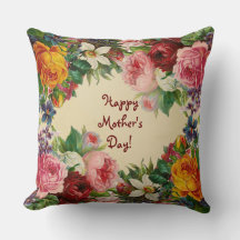 ハッピーマザーズデイ（ベージュ）装飾用クッション