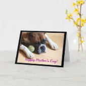 ハッピーマザーズデイ・ボクサー犬グリーティングカード カード (黄色い花)