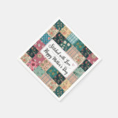 ハッピーマザーズデイ – レトロかわいいキルトパターン スタンダードカクテルナプキン (角)