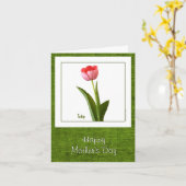 ハッピーマザーズデイ – ワンピンクチューリップ カード (黄色い花)