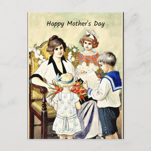 ハッピーマザーズデイ、ヴィンテージイラストレーション ポストカード (正面)