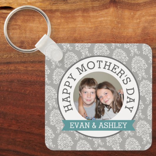 ハッピーマザーズデイ – 写真テンプレートカスタムダマスク キーホルダー (正面)