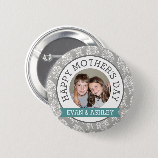 ハッピーマザーズデイ – 写真テンプレートカスタムダマスク 缶バッジ (正面&裏面)