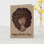 ハッピーマザーズデイ、励ましの黒人女性、ブラウン カード (黄色い花)