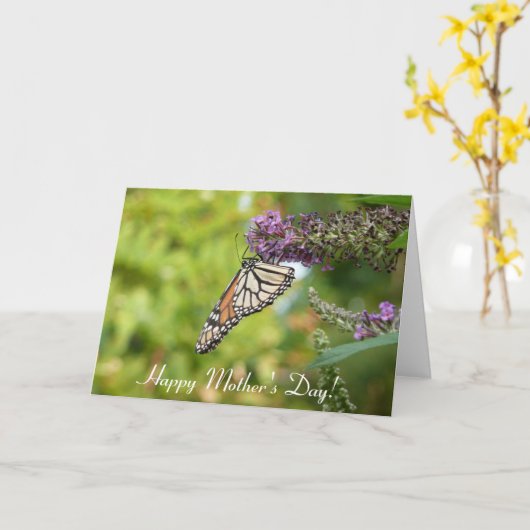 ハッピーマザーズデイ(昆虫)オオカバマダラ、モナークバタフライカード カード (黄色い花)