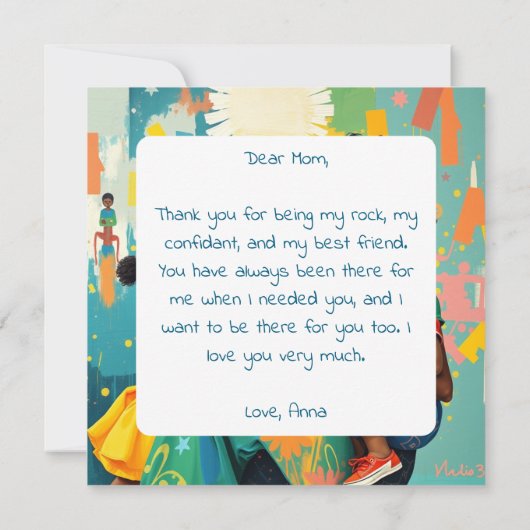 ハッピーマザーズデイ | 母と3人の子供 カード (裏面)