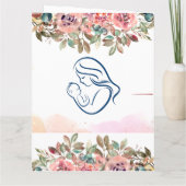 ハッピーマザーズデイ |赤面ピンクの花と金ゴールド カード (裏面)