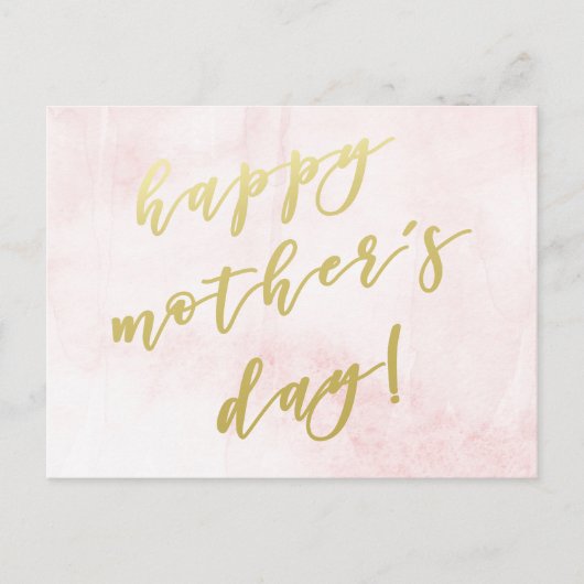 ハッピーマザーズデイ |金ゴールドフェイクスクリプト ポストカード (正面)