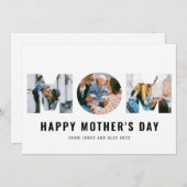 ハッピーマザーズデイMOM切り出しシンプル3フォトカード セーブザデート (正面/裏面)